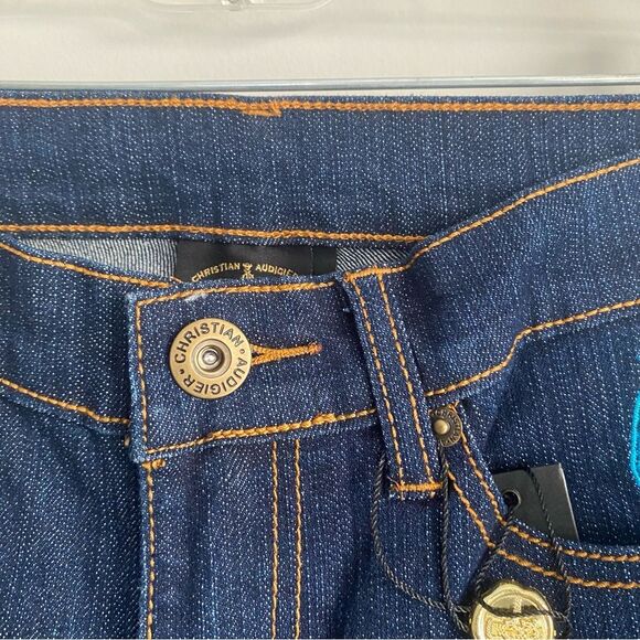 Christian Audigier Y2K Vida Y Muerte Embroidered Tattoo Inspired Bootcut Jeans - Picture 4 of 10